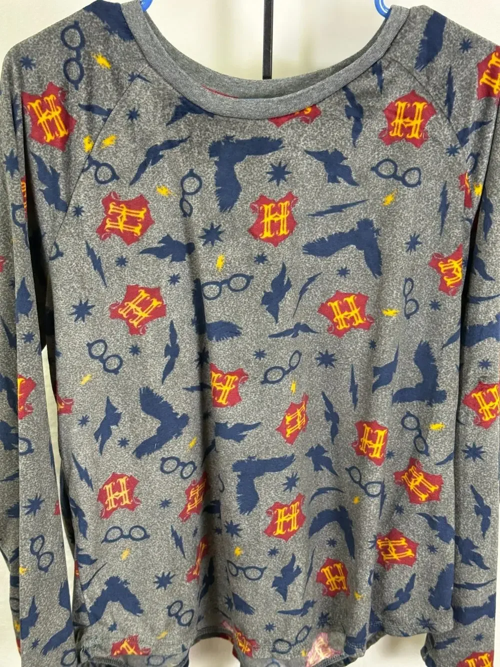 Harry Potter Hogwarts Gray Long Sleeve Sleep Shirt Lounge Top XXL Youth